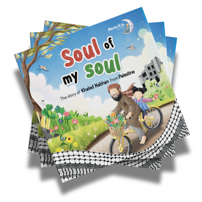 Children's book titled 'Soul of my soul' with a colorful cover featuring a man and child on a bike.